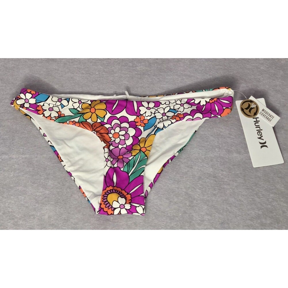HURLEY Women's Retro Flower Bikini Sz XS Bottoms Moderate Coverage NWT